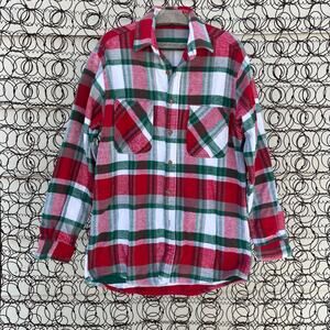 Vintage Big Mac Flannel Red Green Christmas Plaid Button Up Shirt LARGE TALL